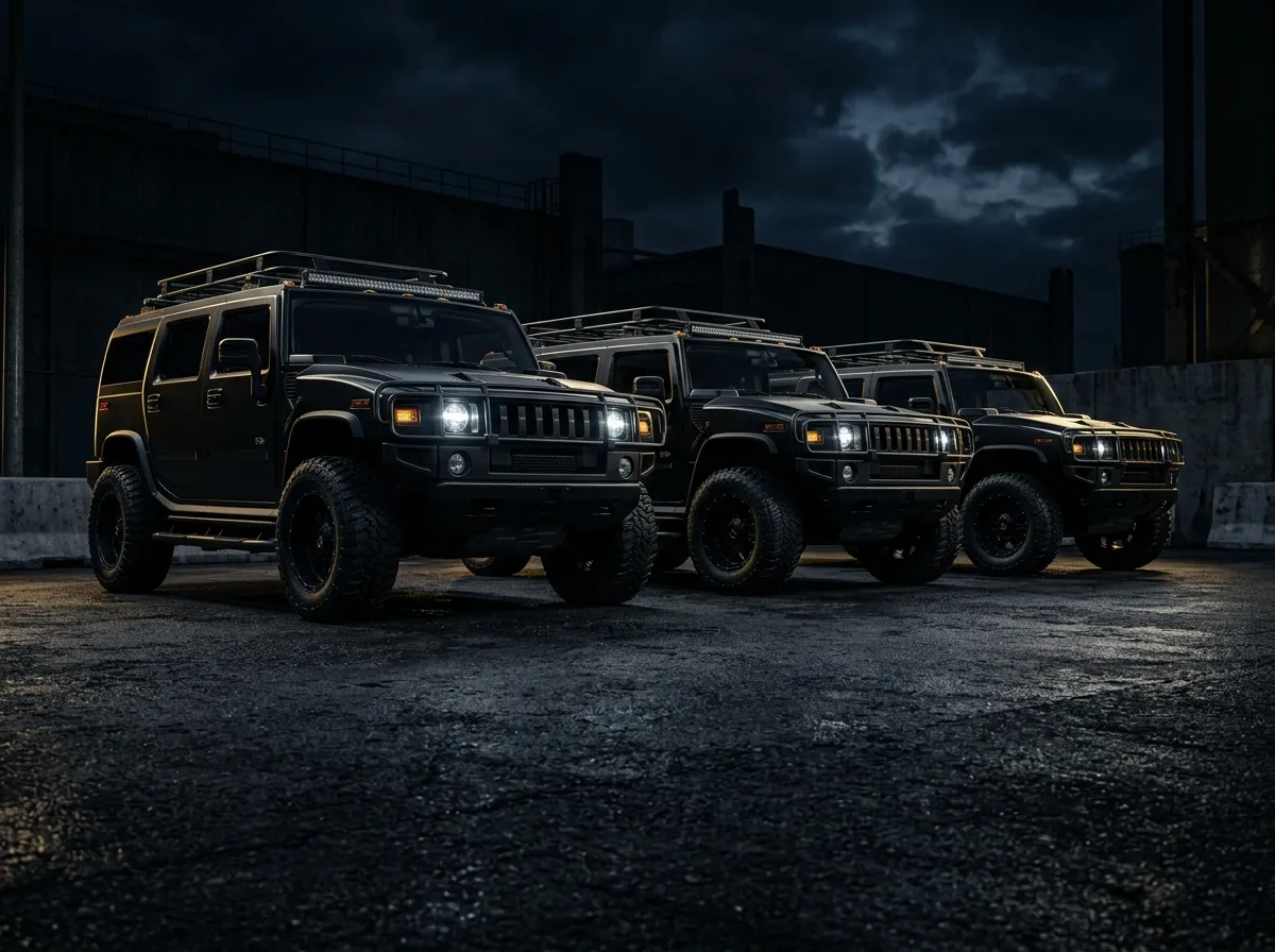 Flotte complète de Hummer H2 noirs