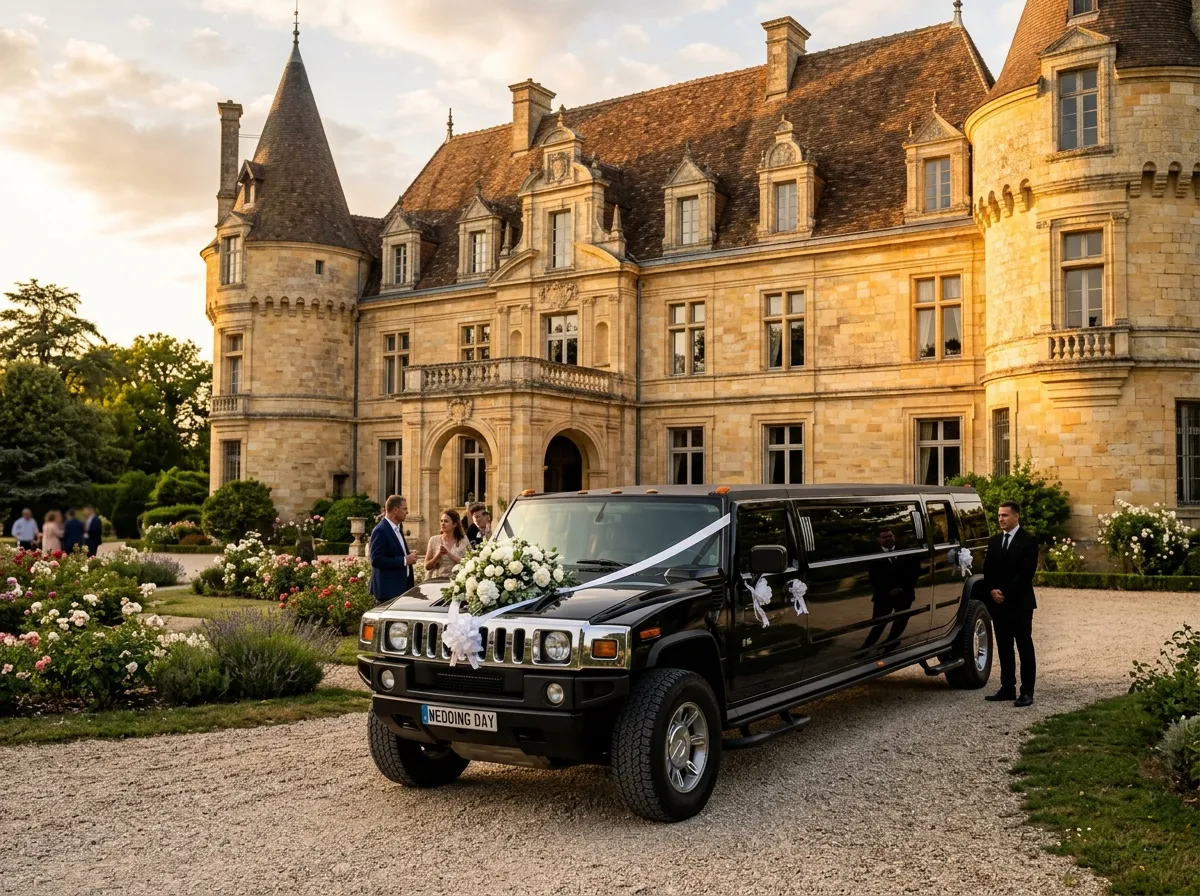 Hummer H2 Limousine décoré pour un mariage
